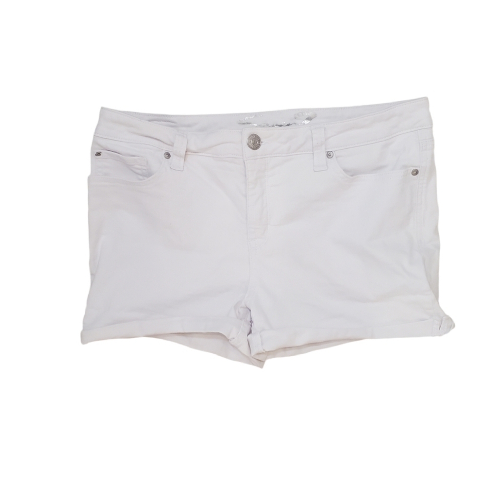 Seven7 Women's White Denim Cuffed Weekend Shorts Size 12